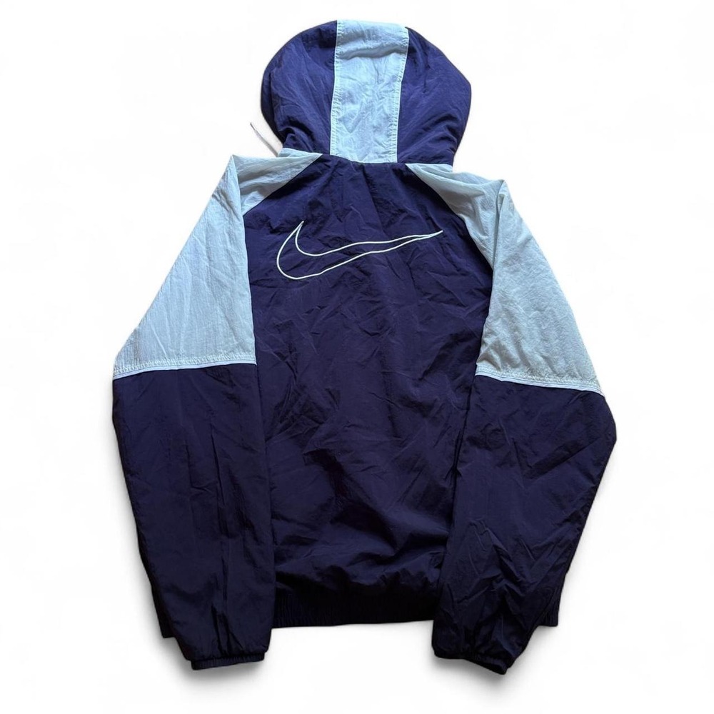 Vintage Nike Therma-Fit Colorblock Hooded Windbreaker XL Navy Gray Half Zip